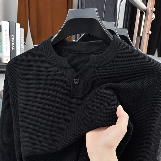 TOMMY JEANS Tommy Henry Collar Sweater Men's Fall 2025 New Simple Mature Stable Design Soft Waxy Bottoming Top Oatmeal Gray XL