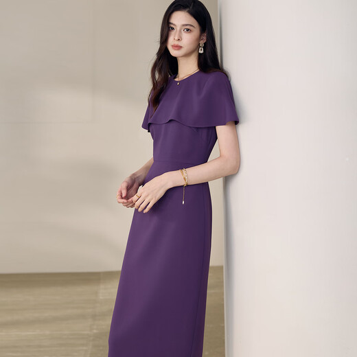 
ROEYSHOUSE ROYSHOUSE high crocus purple dress 2025 summer chic cloak sleeve slim skirt 11950 purple 2XL