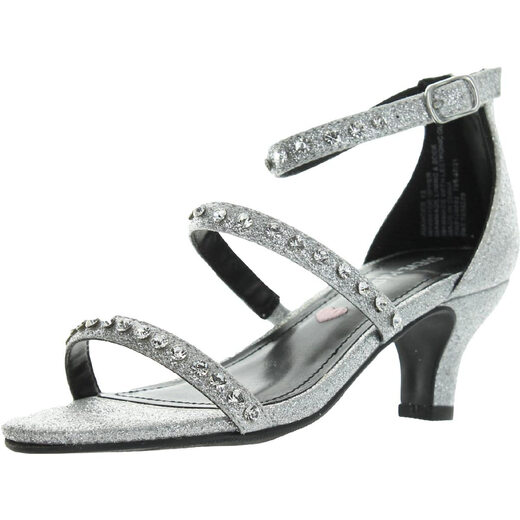 Steve Madden Girls' Shoes Dancer Heel Sandals, Silver Silver 3 Little Kid