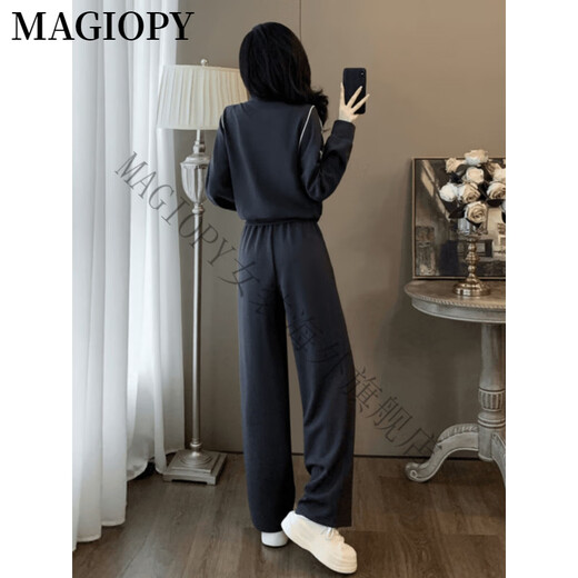 MAGIOPY国际奢侈高档品牌春季2025新款欧洲站休闲运动套装女时尚灰色外套 灰色两件套 XL(121-130斤)