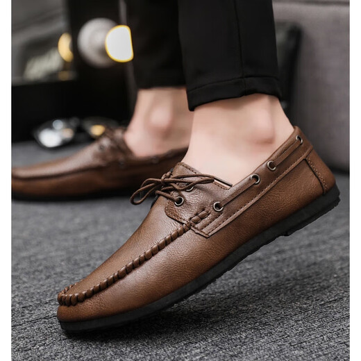Red Dragonfly Beanie Schuhe Herren Frühling dünn geschäftsloser Lederschuhe 2025 Trendy New Herren Faky Soft Sohle Working Equipment Yl-D882 Brown 39
