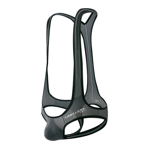 Secret night travel cross-border men's sexy underwear ice mesh pouch thong hollow breathable sexy double penis black M