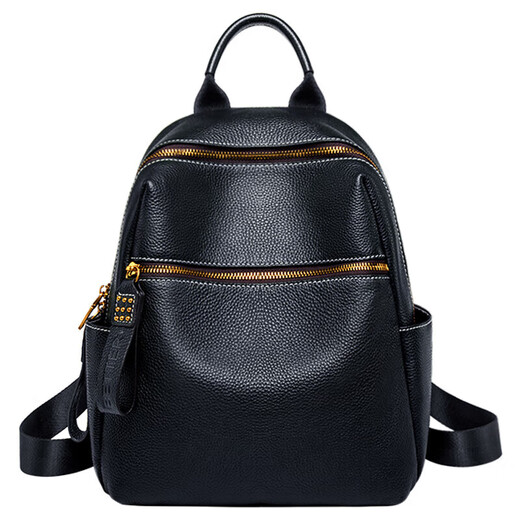 Zooler (Zooler) Leder -Rucksack für Frauen 2025 Neue Frühlings- und Sommer -Pendeln Freizeit -Reisetasche großer Kapazitätsrucksack für Frauen Schwarz