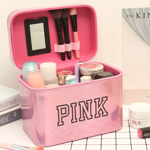Portable makeup ins trend super popular cute female hand storage box product capacity box makeup box internet celebrity temperament single layer PK silver