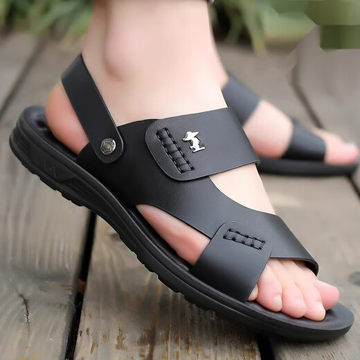 Ferme à air chaud (refengmai) Real Cobine de vache chaussures de plage d'été décontractées Sandales de cuir véritable pour hommes à l'extérieur à double usage chaussures de conduite usagés usurant non-glissement 9928 Brown 38