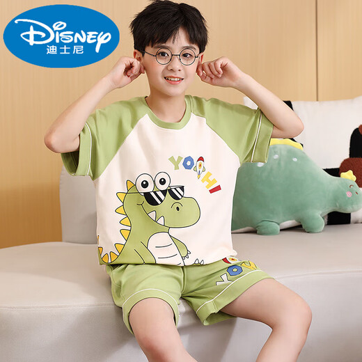 Disney Children's Pyjamas Summer Nouveau garçons à manches courtes Coton Coton Coton mince garçon de taille moyenne Costume à domicile climatisé pour enfants K double 6630 # Cat domestique bleu jaune 170 taille 10 Hauteur recommandée [100-110cm]