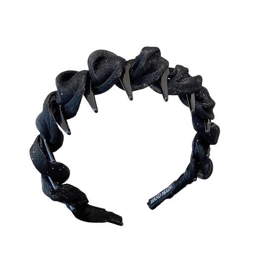 Versatile temperament small fragrance winding hair hoop non-slip toothed headband high-end hairpin women's headwear temperament black hair hoop pearlescent yarn