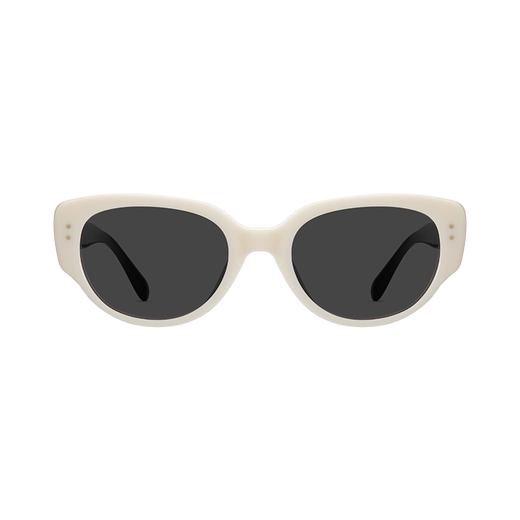 Menmuji cat-eye sunglasses for women with high-end look, small retro European and American style sunglasses, white frame, black and gray film