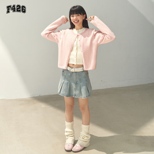 F426 offizielles Geschäft National Trend Brand Herbst Neue lässige vielseitige zweiteilige zweiteilige Pullover-Strickjacke für Frauen Pink M.