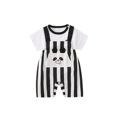 G.duck Super Cute Baby Summer Clothes Fashionable Panda Small Suit 2025 New Men and Women Baby Thin Cotton Outing Clothes Panda Suit (Short Sleeves + Overalls) 72cm 73cm Recommended 65- 14-18Jin Jin is equal to 0.5 kg