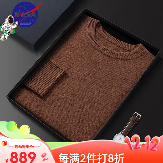 Ordos Herren High-End High-End reiner Kaschmirpullover Herren 100 Kaschmir hochwertiger Kaschmirpullover Earl Brown M