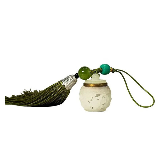 Retro hollow jade sachet pendant, light-sensitive color changing, luminous pressed lapel sachet ball pendant, fragrant pill ball to wear with you. Sachet pendant - pressed lapel tassel style lotus - 1 piece