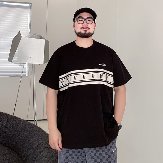 Timmerch Fat Man Big Size 300 Jin [Jin entspricht 0,5 kg] Männer mit kurzärärmernem Fettmann T-Shirt American Casual T-Shirt Sommer in Lose plus Fett plus größerer Runde A6627-White 2xl (empfohlen 140-160 Jin [Jin gleich 0,5 kg]))