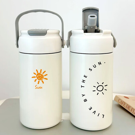 Einfache literarische Strohisolierung Cup Mond Sonnenstern Paar Süßes Cartoon Wasser Tasse Tee Wasser Trennung 750 ml Stroh Cup-TK6623 Einfach