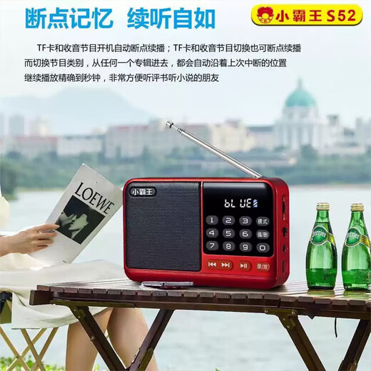 Radio Bluetooth audio player plug-in card small audio radio can be inserted into the card into the U disk into the earphones old man radio Bluetooth radio dark blue hot model (host + data cable + battery)