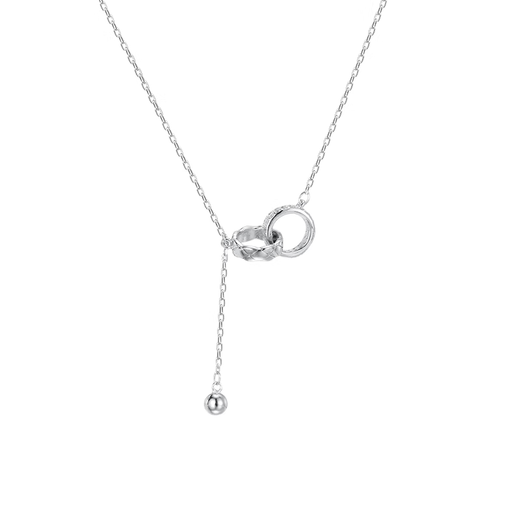 CHOMEL KINSEY 999 pure silver interlocking tassel necklace women's sterling silver clavicle chain light luxury niche gift for girlfriend birthday gift 999 pure silver interlocking tassel necklace