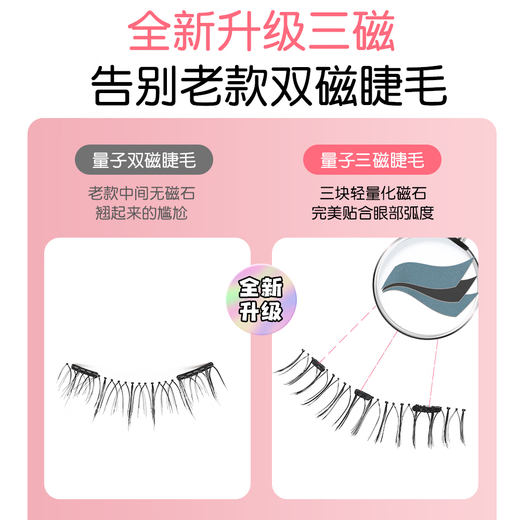 Bangboshi Magnetic False Eyelashes Set Mirror Box Packaging Comes with Magnetic Clip Free of Glue Natural Simulation Slender Cos Comic Exhibition Magnetic False Eyelashes - Pure Desire White Moonlight Free Storage Box + Clip