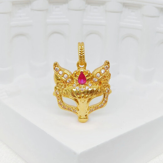 18K gold diamond ruby fox pendant for girlfriend gift necklace female birthday gift for girl Valentine’s Day yellow K chain