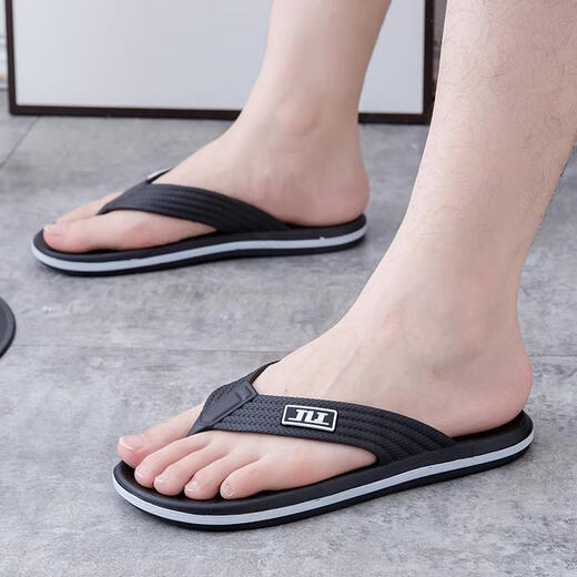 Мужские шлепанцы Jingyouyu, новинка 2025 года, летняя верхняя одежда, нескользящие сандалии с защитой от запаха, модные повседневные шлепанцы, пляжные сандалии, модель J-9201, черный, гарантия 1 месяц, стандартный размер спортивной обуви 39