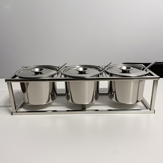 Kamanpai raised stainless steel basin with lid, commercial stall, sauce basin, stainless steel cold mix, household stainless steel sauce basin, stainless steel, non-magnetic stainless steel, white steel, separate lid opening 14cm