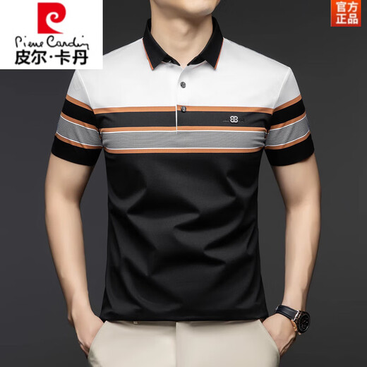 Pierre Cardin Mulberry Silk T-Shirt Herren kurzärmeliger Sommer neuer Stil mittleren Alters mittleren Alters mit halbärmeligem Eis Seiden-Revers-Polo-Hemd Herren-Top Khaki 3 EGR 9925 m (165)