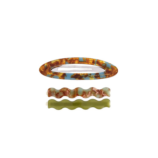 Xiang Wan hair clip 3 pieces temperament acetic acid one-word clip bangs clip back of the head broken hair clip women's hair accessories headband edge clip