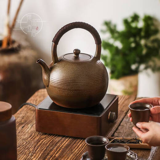 语森忆佛量陶壶柴烧大容量老岩泥煮茶烧水纯手工防烫家用日式养生电陶壶 松柏木佛量13662号2300ml 1L以上