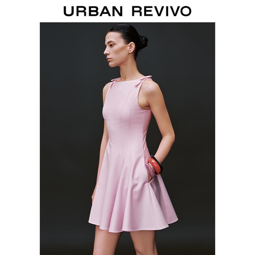 
UR2025 summer new women's bow tie waist-closed ultra-short sleeveless dress UWG750167 light pink XL