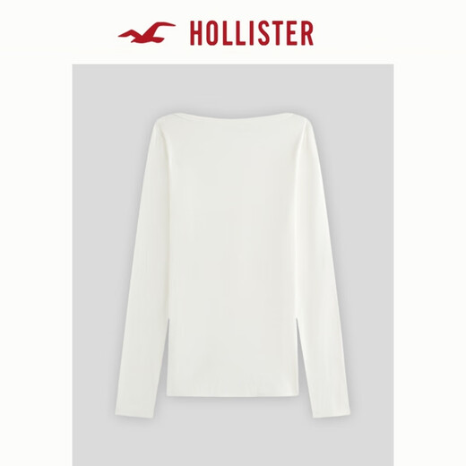 HOLLISTER25 Autumn American Y2K Sweet and Spicy Henley Collar Long Sleeve T-shirt Women's 339-5194 White M (165/88A)