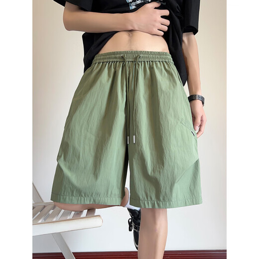 Nasawassup Japanese cityboy solid color cargo shorts men's summer outer wear thin loose casual boys' five-point pants apricot H8996-LPH XL recommended 120Jin Jin equals 0.5kg -140Jin Jin equals 0.5kg
