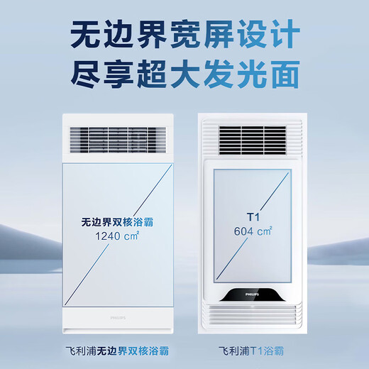 Philips bathroom heater, air heating, lighting and exhaust integrated 300x600 bathroom heater, ventilation and lighting three-in-one, powerful fast heating 2600W dual-core air heating