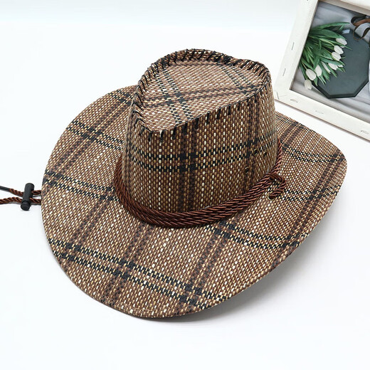 Men's Western Cowboy Hat Outdoor Travel Leisure Women's Sun Shade Straw Hat Summer Fishing Hat Sun Protection Cool Hat Navy Blue