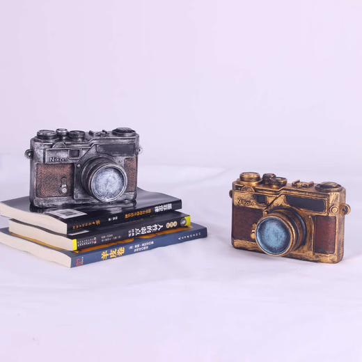 Sanqihu American retro creative camera model ornament store home decoration coffee shop European craft gift plaid 16803 gold
