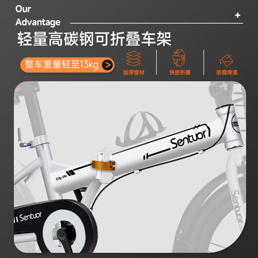 SMVP Germany imported quality full carbon fiber foldable bicycle for women, ultra-light portable variable speed small bicycle 20 inches, installation-free variable speed spoked wheels, apricot color 22 inches