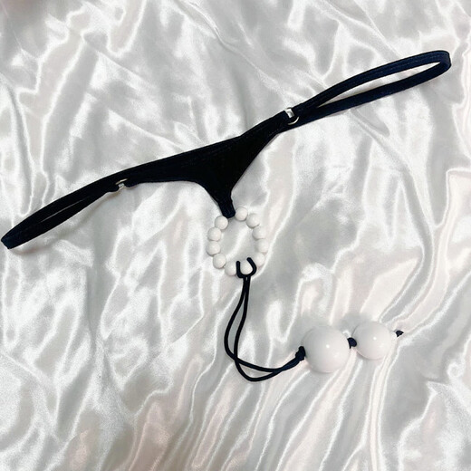 Pearl underwear, sexy men's JJ set, thong, back yard style T pants for massage, two-piece leaking PP pants, one size fits all, 23 feet, black cool beads with back yard beads, wolf sex rise