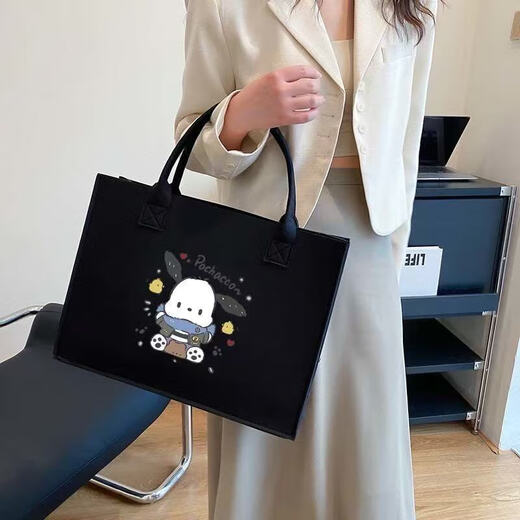 Sac en feutre de maquillage de grande capacité Gift pour femmes simples à la mode pratique pratique Portable Mignon de dessin animé Sac de maquillage 1 Pack Small-White [Pacchard Dog]