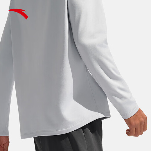 ANTA (ANTA) Sports Long T Men's 2025 Autumn New Sweat-Absorbent and Quick-Drying Sports Bottoming Shirt Cycling Suit Training Suit Long Sleeve Frost Tower Gray-1 2XL (Male 185)