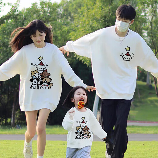 G.duck parent-child wear sweatshirt spring autumn winter 2025 new year model family of three and four mother and daughter wear family portrait children's clothing paper bag cat and dog white-thin section 90 cm for girls