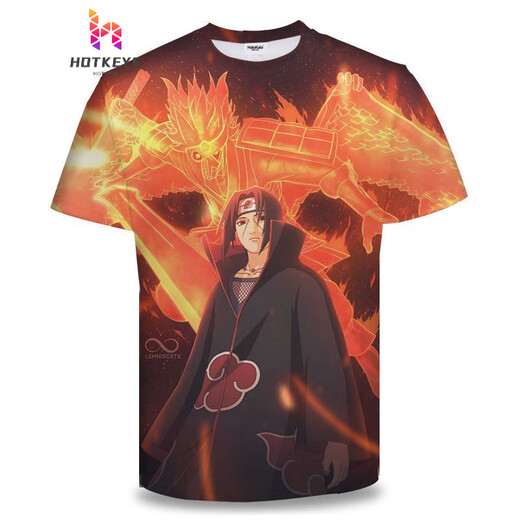 Yamamori Nanshi 2025 short-sleeved Naruto anime series T-shirt 3D printed trendy casual top Uchiha Itachi seal TXU1506 S suitable for 80-90Jin [Jin equals 0.5 kg]