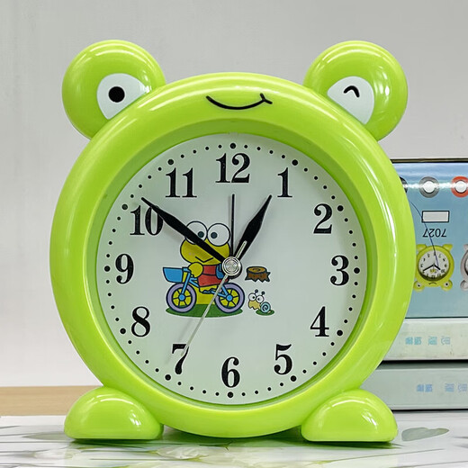 Creative cartoon little frog boy alarm clock cute child female student with internet celebrity desktop green watch ornament emerald green