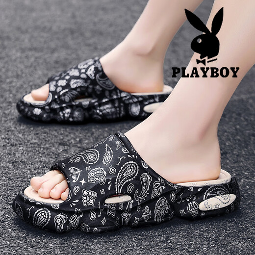 Playboy Pantoffeln Männer tragen Sommer draußen für Teenager mit dick solchen Flip-Flops mit Scheiße Feel Anti Slip Wear-Resistant Strand Sandalen Weiß 41