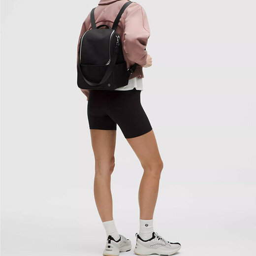 lululemon露露乐蒙CityEssentials10L正面的D形环尼龙双肩包小号女款黑色 黑色
