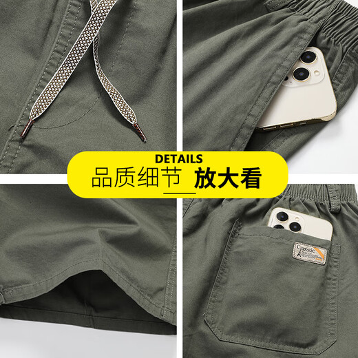 Pantalones de algodón puro de verano Pantalones recortados de hombres sueltos de talla grande de talla grande de tamaño