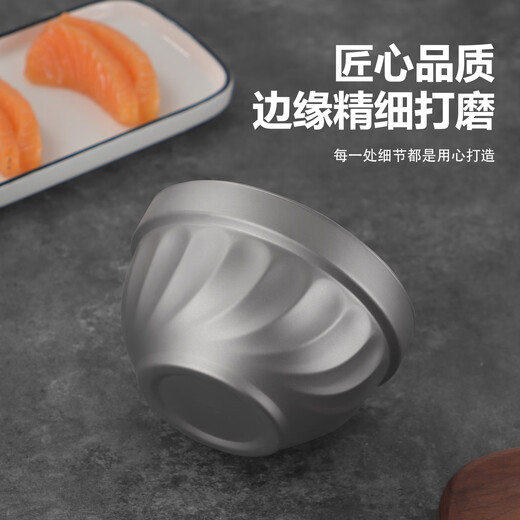 Vibixi pure titanium rice bowl home kindergarten double-layer insulated anti-scalding soup bowl instant noodle bowl for adults and children anti-fall eating titanium bowl pure titanium bowl 500ML 1 piece