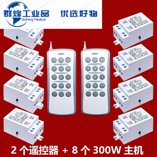 Customized remote control switch wireless remote control 220V one-to-one multi-channel lighting power controller smart light remote control two-to-eight 300W each channel to control 8 channels