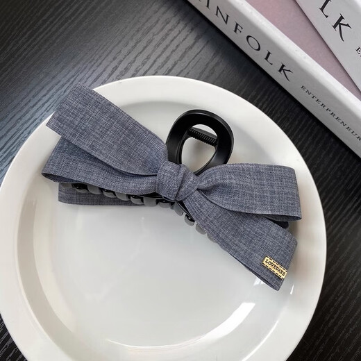Hua Shike Korean Fashionable Denim Bow Clip Women's 2025 New Fashion High-end Hair Clip Shark Clip on the Back of the Head 1# Denim Blue-Bow Tie Clip