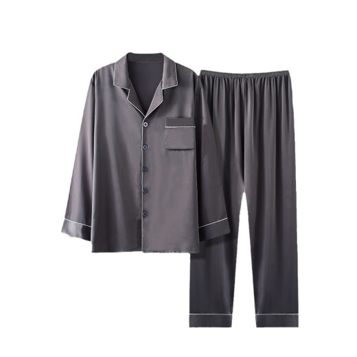 Yalu Bingsi pajamas men's spring and autumn long sleeve thin 2023 new internet celebrity cool feeling plus size home clothing set 01Q1098 L men-