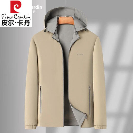 Pierre Cardin Reversible Jacket 2025 Spring and Autumn Men's Hooded Detachable Middle-aged Fashion Loose Men's Jacket Top Dad's Wear Navy XL 180 Recommended 140-155 Jin Jin equals 0.5 kg Wear