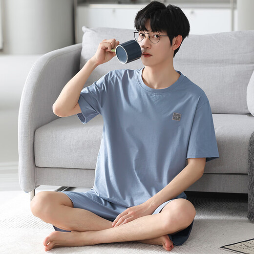 
Yalu pajamas men's summer short-sleeved summer style modal thin style teenagers can wear summer men's home clothing suit QDM3519# L