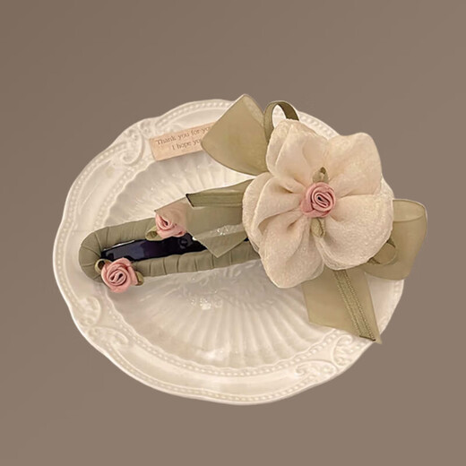 Genbe temperament flower one-line clip women's 2025 new high-end hair clip back head super fairy duckbill chuck headdress beige flower duckbill clip [1]